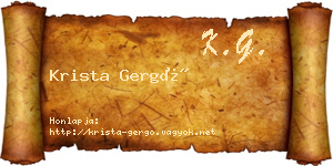 Krista Gergő névjegykártya